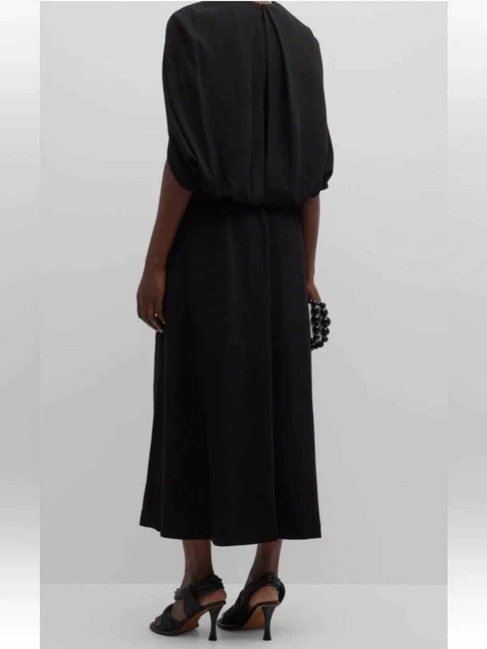 Jonathan Simkhai Sz 8 Dress Maxi Midi Black Jodie V-neck Cape Luxury Designer。 - Picture 2 of 10